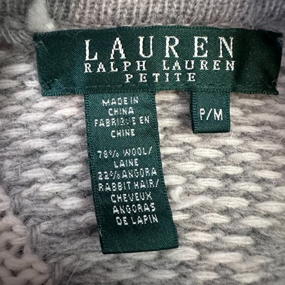 Vintage Lauren Ralph Lauren Aztec Cardigan Sweater Womens PM Gray Wool LRL - Picture 6 of 9